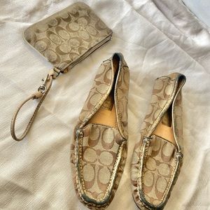 Coach Wristlet Flats Bundle Shana Penny Loafer Slip On Pumps Monogram Original